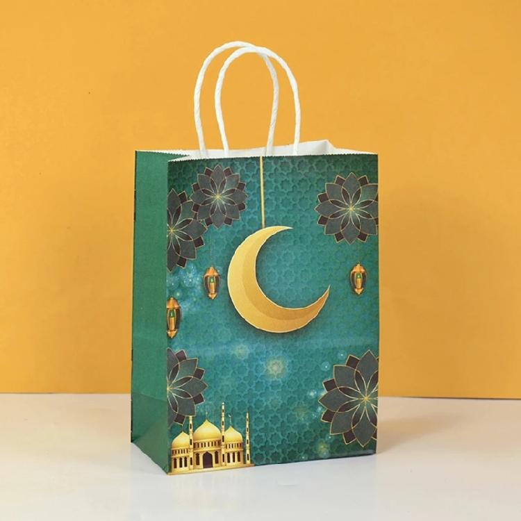 12pcs Paper Gift Pouches Muslims Ramadans Festival Candy Food Packings Handbags