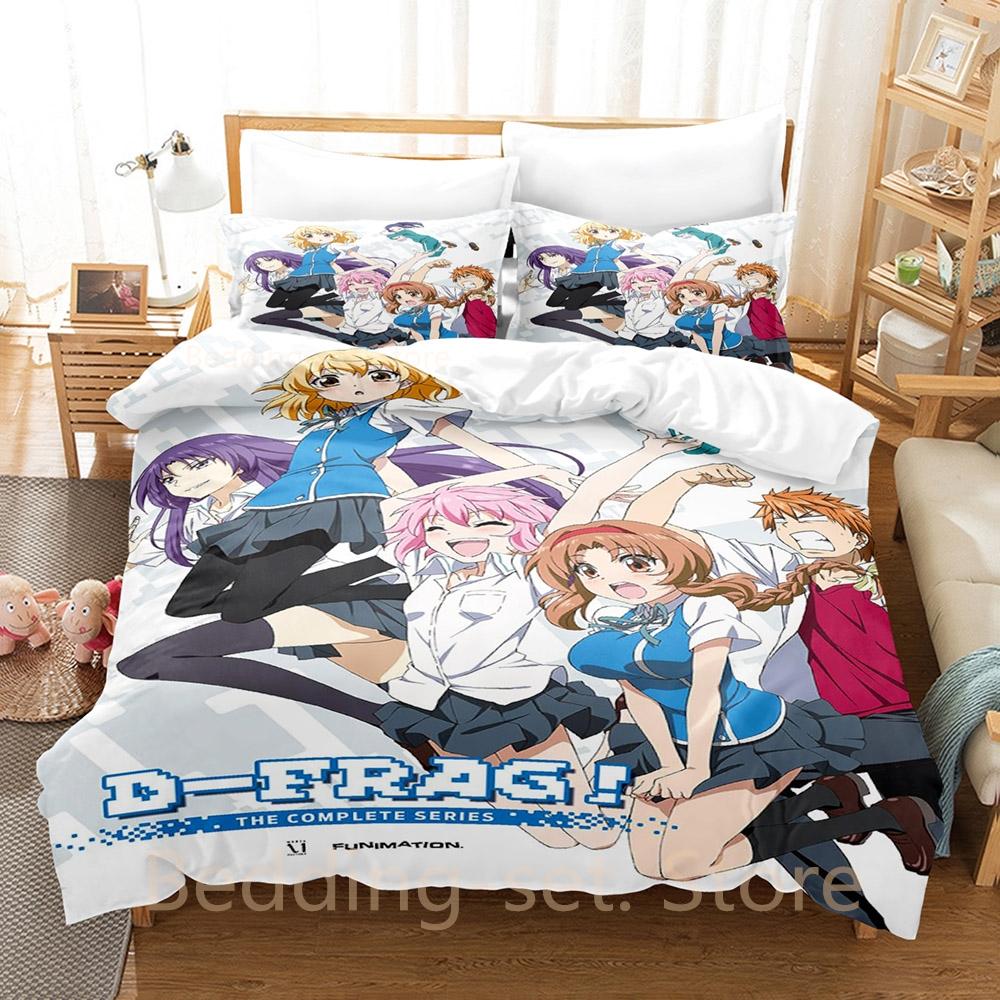 

3D-печать Аниме D-Frag! Комплект постельного белья Пододеяльник Одеяло Комплект для кровати Покрывало Наволочка Размер Кинг Квин Твин Мальчики Девочки Взрослый EU Twin 135x200cm