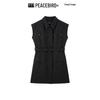 Peacebird Damen Business-Kleid mit Hemdkragen, Gürtel und kurzen Ärmeln