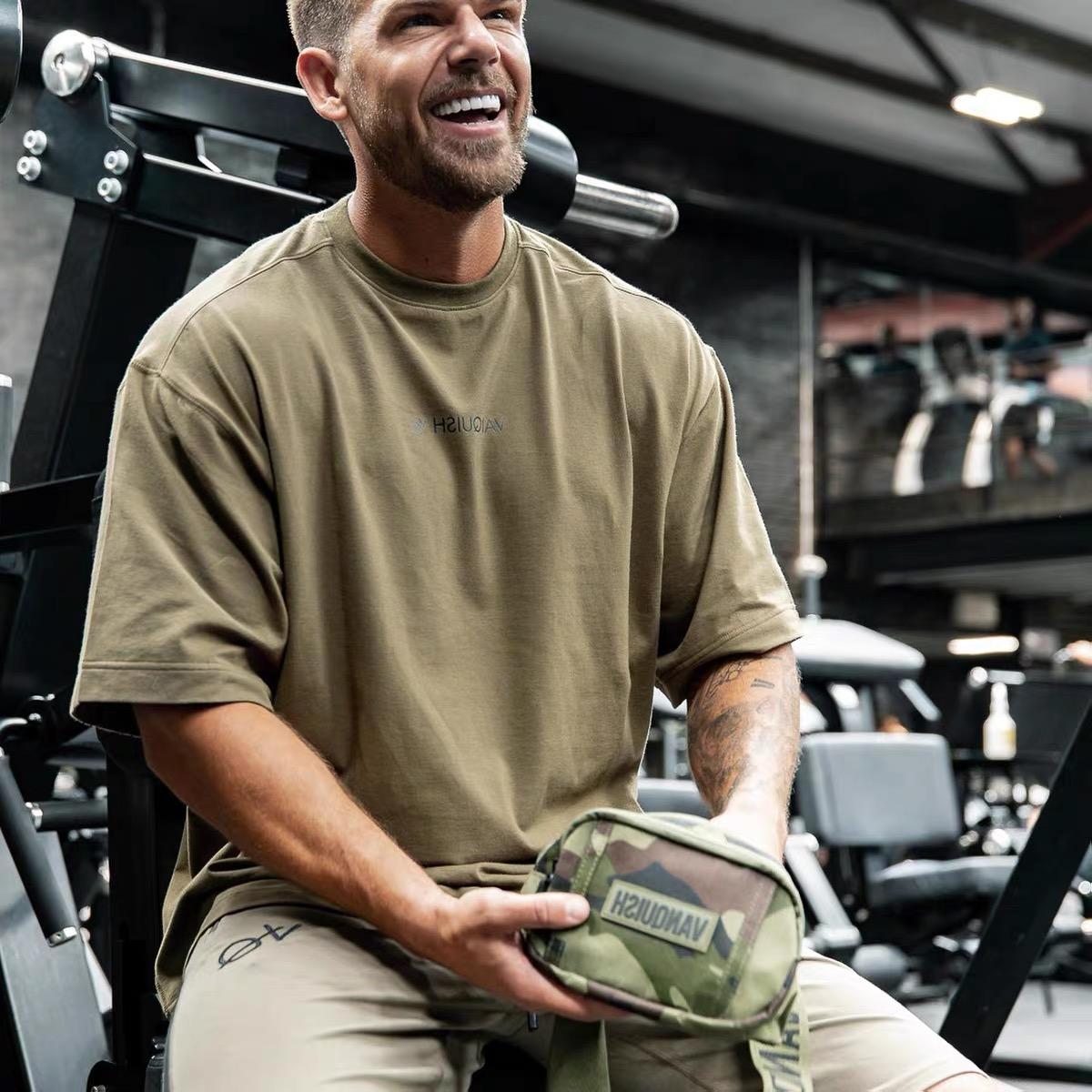 

New Muscle Captain Fitness Men s Running Sports Casual Exercise Short-sleeved Cotton Breathable Multi-color T-shirt 4XL