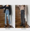 Women's High-Waist Slim Black & Gray Cropped Cigarette Pants for Autumn/Winter