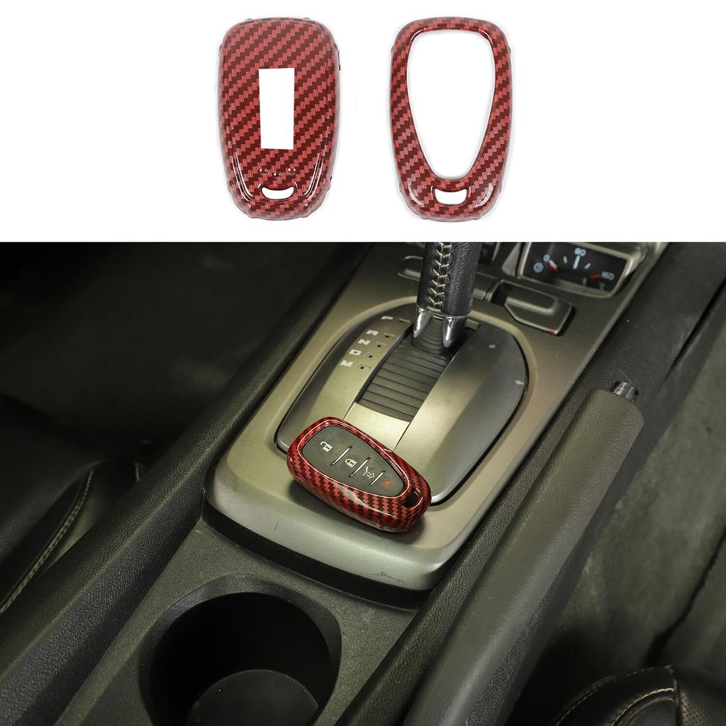 Car Key Fob Protect Cover Case Trim for Chevrolet Equinox 2017+ Red Carbon Fiber