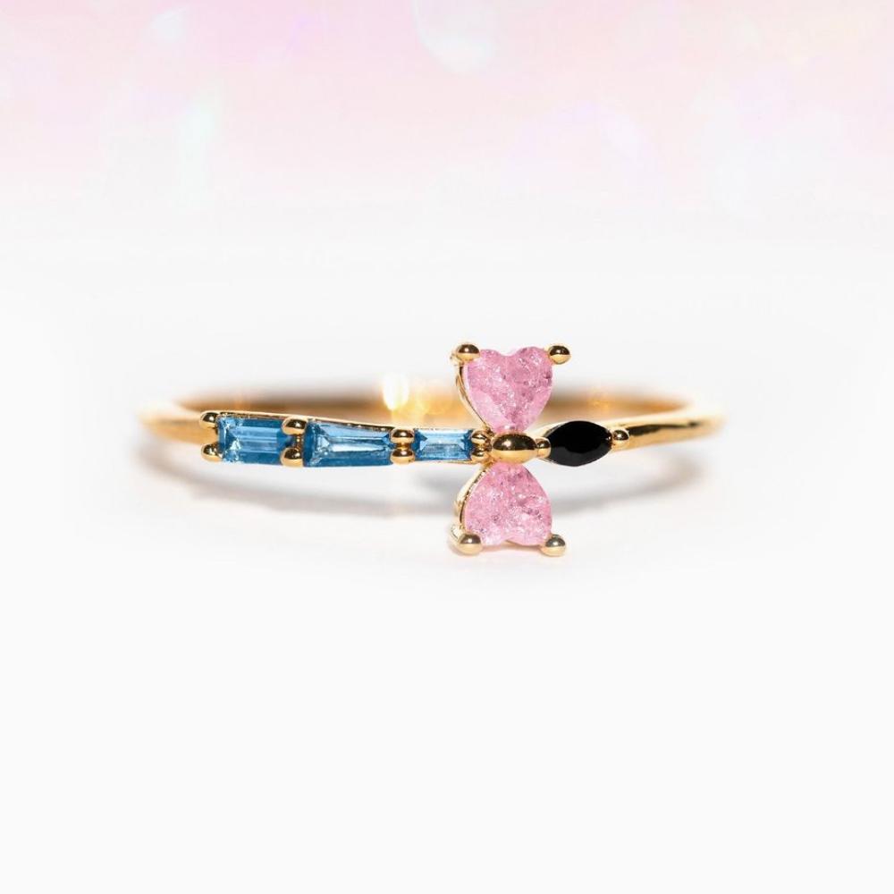 New Cute Colorful Zircon Flower Ring For Women Girl Fashion Vintage Zircon Adjustable Rings Jewelry Gift