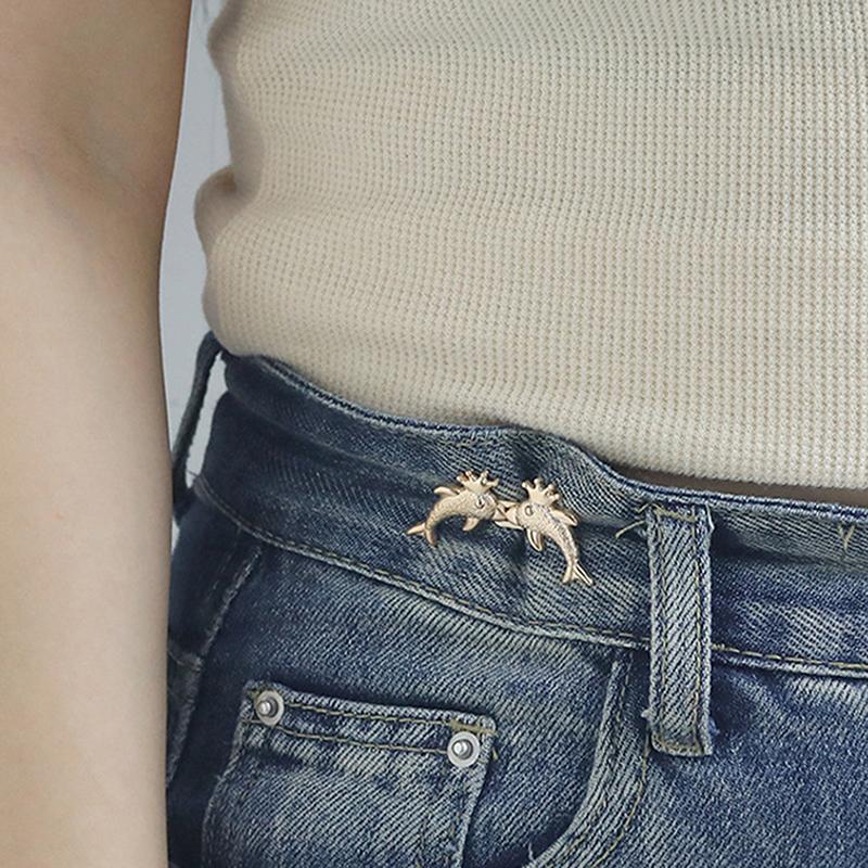 Moderne abnehmbare verstellbare Delfin-Hosenbundschnalle für Hosen Röcke, kein Nähen erforderlich, Taillenknopf, kreative Taillenstraffer