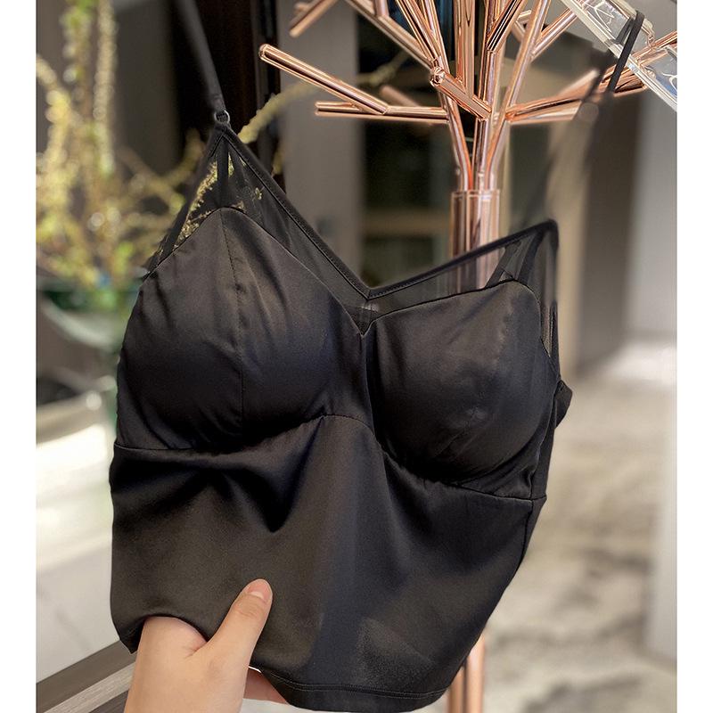 19 Momme Silk Crepe Camisole Wireless Bra: Wear As an Outer Layer or Base Vest for Women