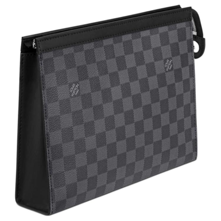 Louis Vuitton Pochette Voyage MM Schwarz Damier Graphite Canvas Herren Taschen N41696