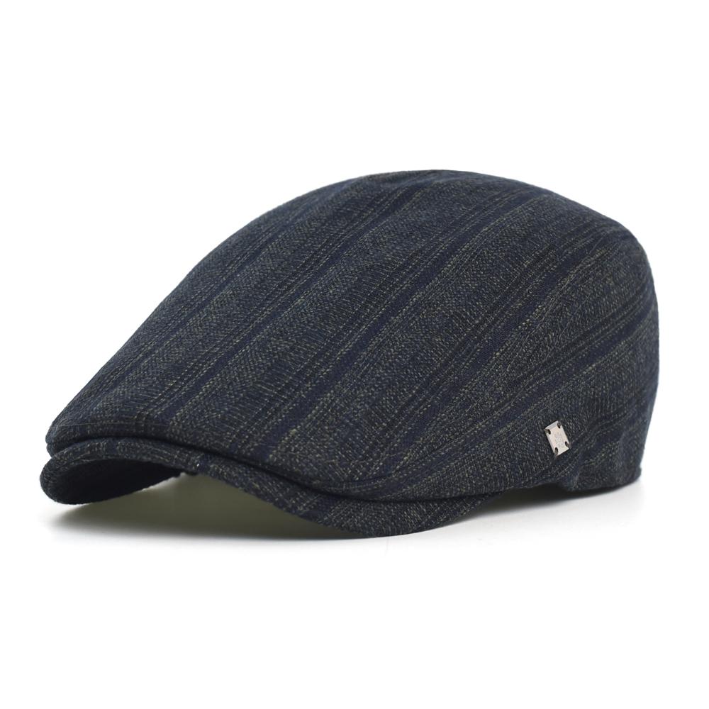 Winter Autumn Newsboy Cap Men Women Thick Warm Vintage Casual Stripe Berets Flat Hat Peaked Cap Adjustable