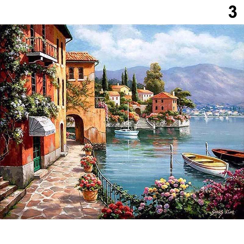Paint By Number for Adults Scenery Oil Painting on Canvas Handmade Landscape Paint By Numbers Kits for Home Wall Decor 40X50CM