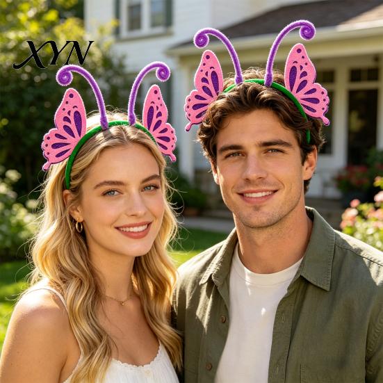 Thin Hairband for Running Insect Wing And Antenna Headband, Cute Butterfly Bee Ladybug Bendable Tentacle Hair Accessory Felt Headpiece Halloween