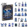 Desktop Micro Landscape Decor Fantasy Advent Calendar Box with 24 Mini Acrylic 2D Ornaments, Christmas Countdown Hanging Decorations Decoration, Moon