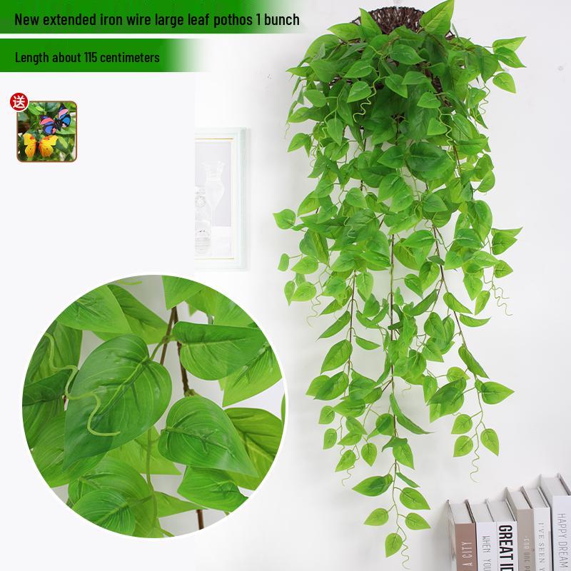 Artificial Pothos & Spider Plant Rattan Vine Wall Hanging for Indoor/Outdoor Decor