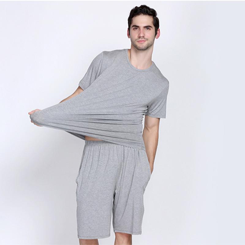 Men's Bamboo Fiber Pajama Set - Short Sleeve & Shorts for Summer