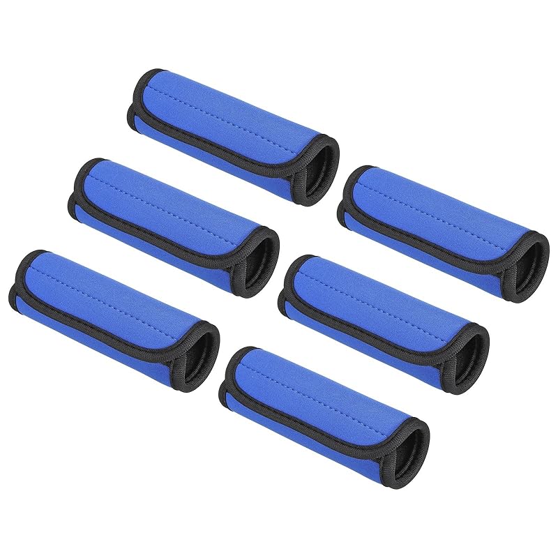 

[PATIKIL] luggage handle wrap 6 pieces Neoprene Handbag Grip Cover Protector Identifier with Hook and Loop for Suitcase Grocery Shopping Bag blue