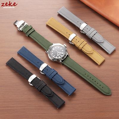 Correa de Reloj Premium de Lona de Vela 20mm 22mm para Omega Business Nylon Hebilla Mariposa Correas Hombres Mujeres Liberación Rápida Accesorios de Cinturón