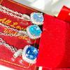925 Sterling Silver Multi-Colored Ice Flower Cut Square Pendant Necklace Birthday Anniversary Wedding Party Gift