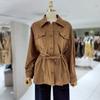 Abfz Women's Long Suede Collar Neck Jacket (AZA5HL08)