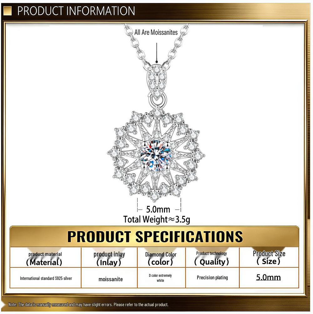 S925 Sterling Silver Snowflake Star Necklace - Festive, Trendy, and Versatile for Everyday Wear