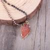 KELITCH Matte Agate Crystal Bead Necklace Gemstone Pendant Statement Long Necklace for Women (Pendant 2)