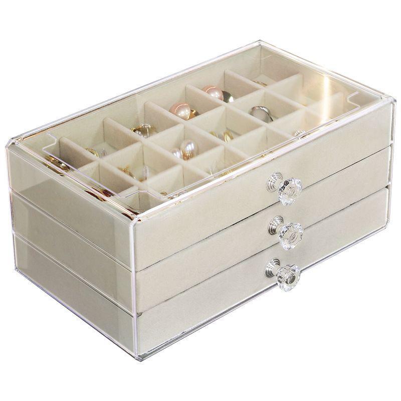 Three-Layer Acrylic Jewelry Box with Anti-Oxidation and Large Capacity Storage for Rings
