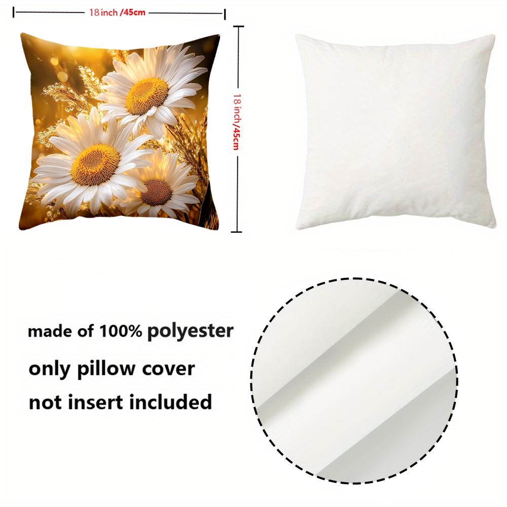 1 Pieces Golden Daisy Floral Throw Pillow Covers Pattern Cushion Cover Suitable For Sofa Bedroom Car Pillow Cover