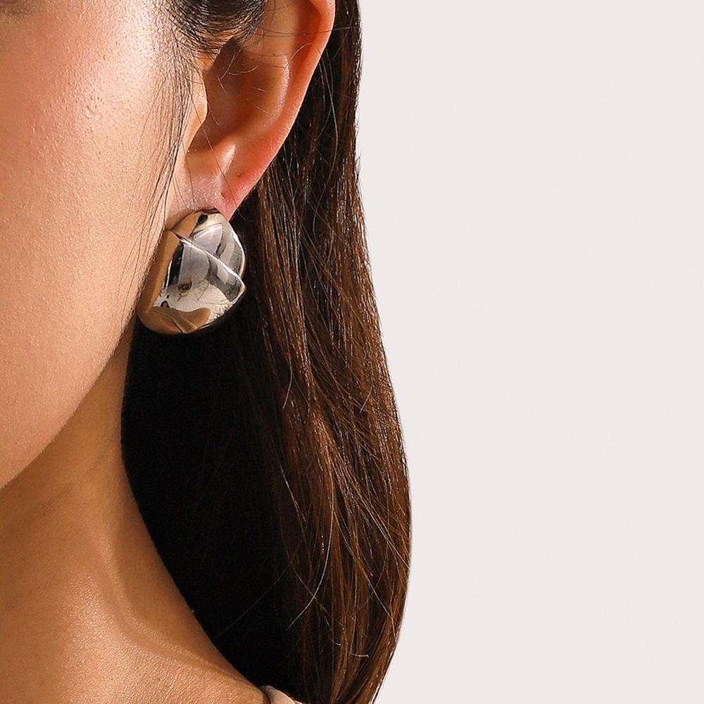 18K Gold Stainless Steel Irregular Hazelnut Earrings - Retro Style by Melaard