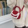 Small Square Bag Women's 2025 New Autumn and Winter Faux Fur Plaid Furry Bag Korean Style Retro Shoulder Cross-Body Small Bag