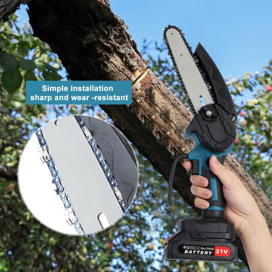 6 Inch Mini Chainsaw Cordless with 2 Battery Mini Electric Chain Saw with Security Lock Handheld Small Chainsaw