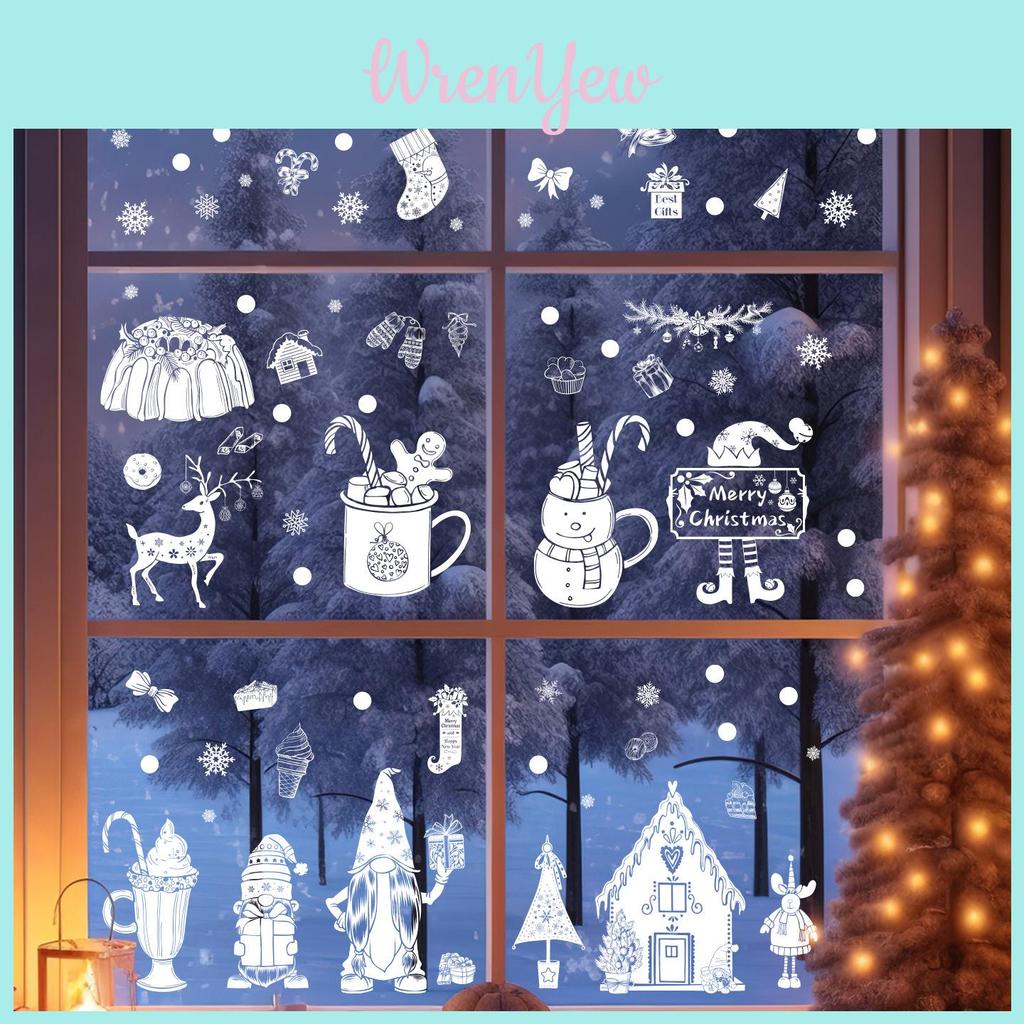 Weihnachts Schneeflocke Rentier Fensteraufkleber mit statischen Glasaufklebern für Feiertagsdekoration