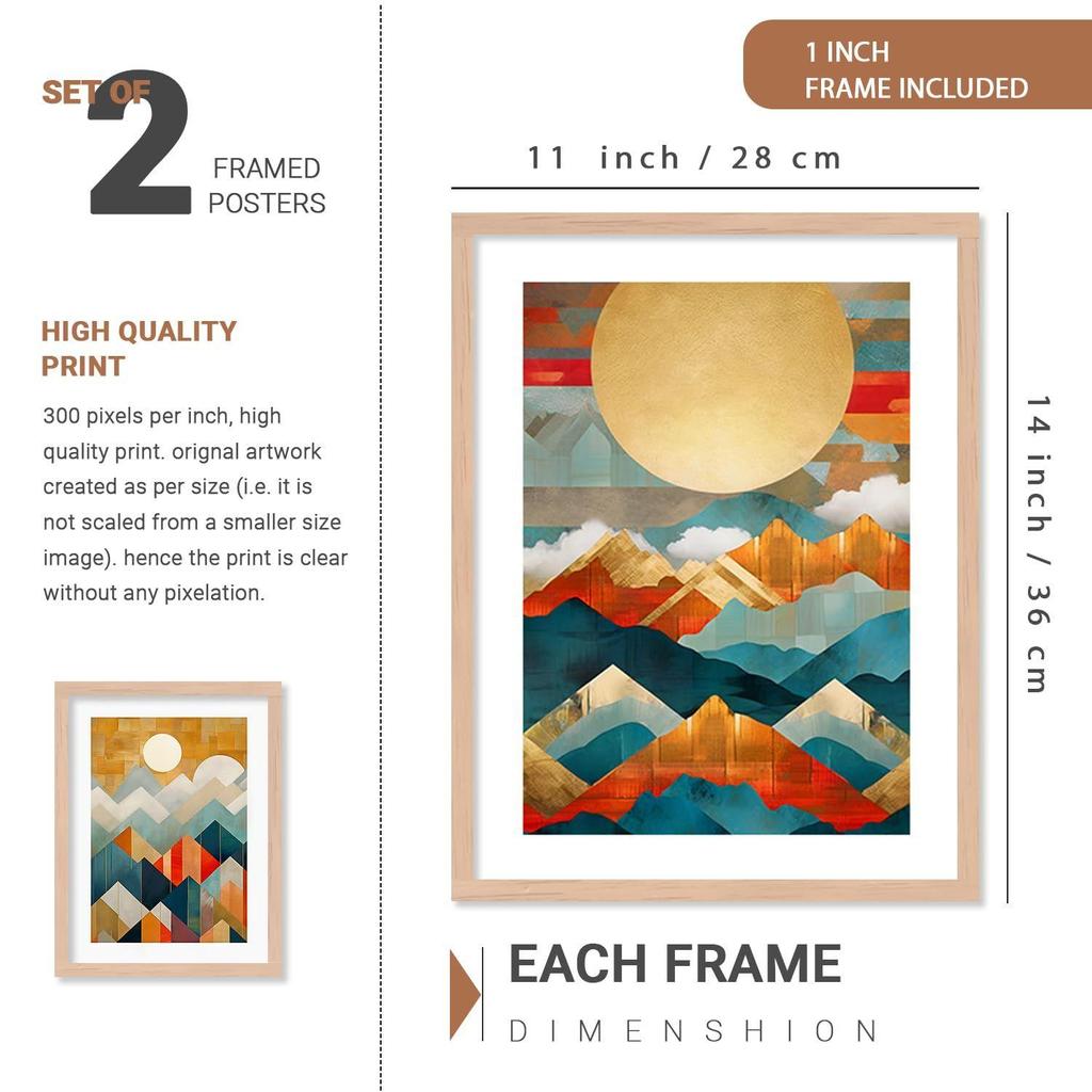 Abstract Modern Art Wall Painting with Frame for Living Room Bedroom Hall Office Framed Painting for Wall Decoration - Wall Decor for Home Set of 4