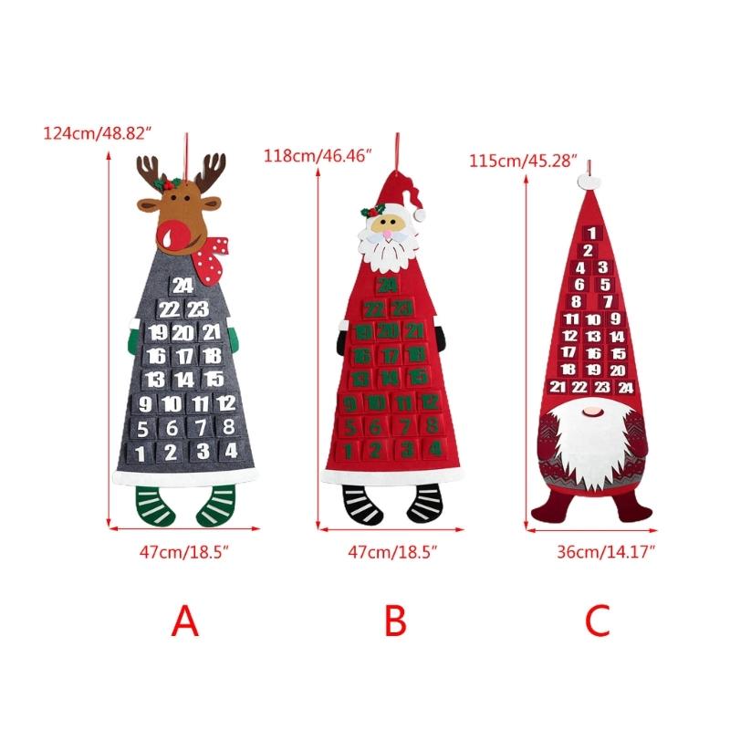 Countdown to Christmas Wall Calendar Ornament Santa Elk Gnome Felt Advent Calendar Home Wall Hanging Decor New Year Gift