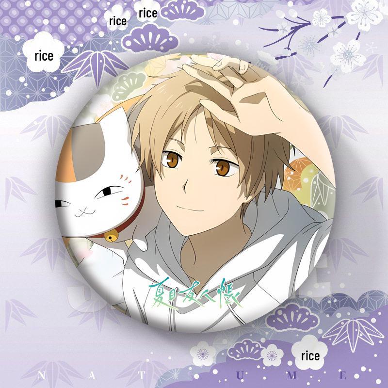 Natsume s Book of Friends: Nyanko-sensei Madara Takashi Natsume Badge, Brooch, Keychain, Ita Bag Charms & Pendants 58mm Laser Badge