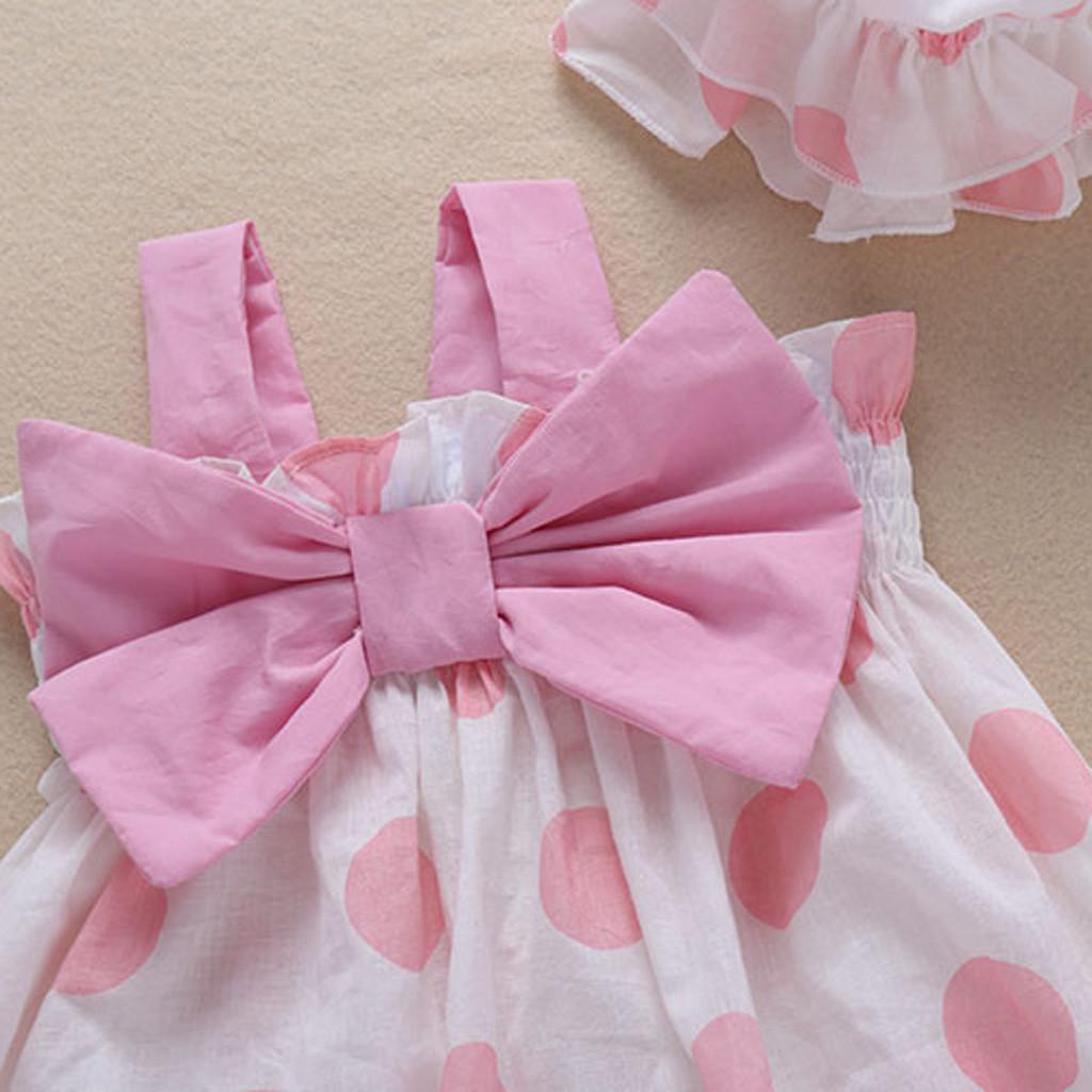 Yenidoğan Bebek Bebek Kız Sapanlar Nokta Baskı Yay Romper Sunsuit Şapka Bodysuit