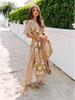 Summer 2025 Women's Fashion: Sexy High-Waisted Print Slit Dress