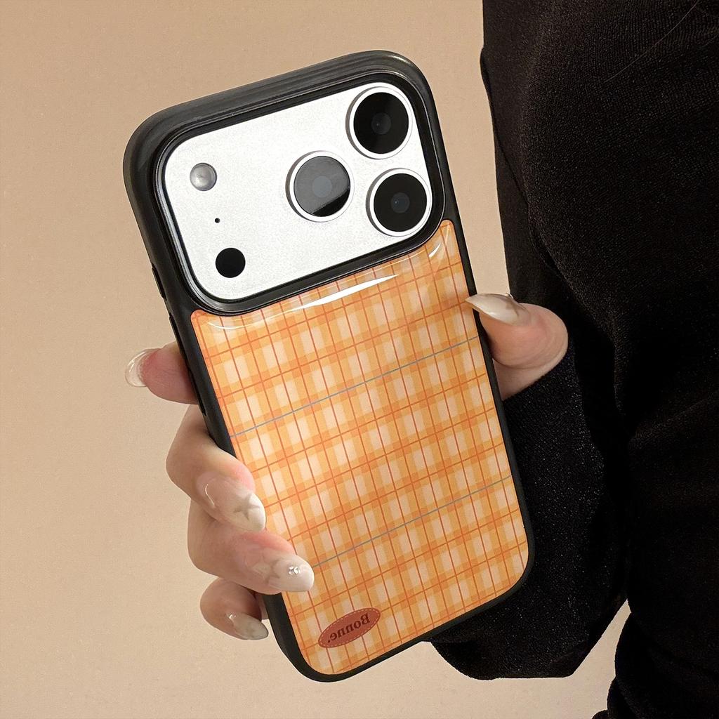Orange Grid Pattern Phone Case for Apple iPhone 15/13/17 Promax