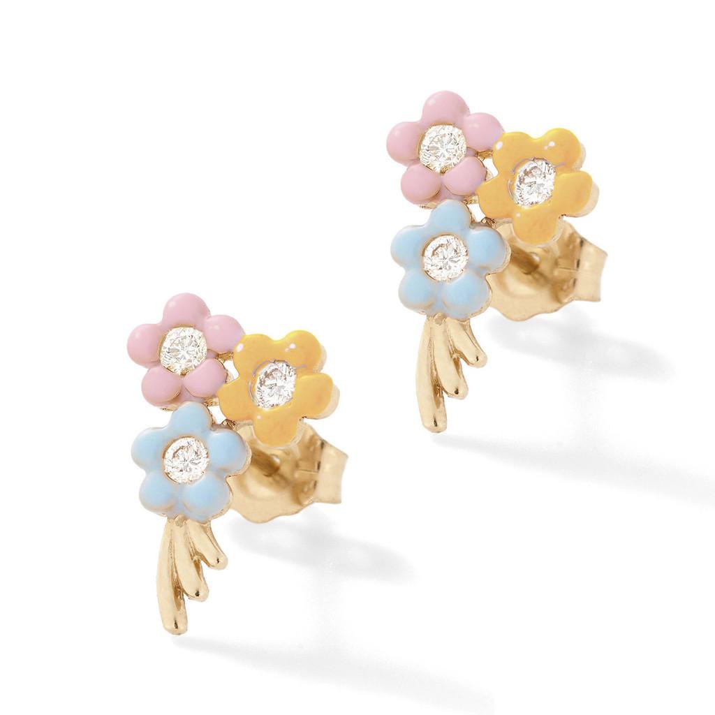 Floral Alloy Modern Earrings With Gemstone Inlays For Fashion Womens