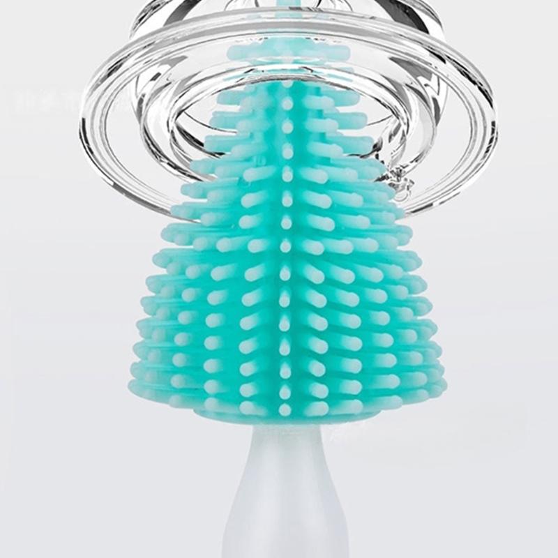 Portable Sanitization Electric Bottle Brush Featuring Build In Drying Rack & Included Silicone Nipple Brush for Home