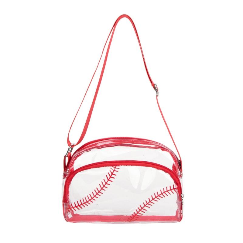 Transparent PVC Zipper Stadium Youth Crossbody Bags Sports Aesthetic Women's Shoulder Bags Sweet Light Cute Clear Baseball Bag