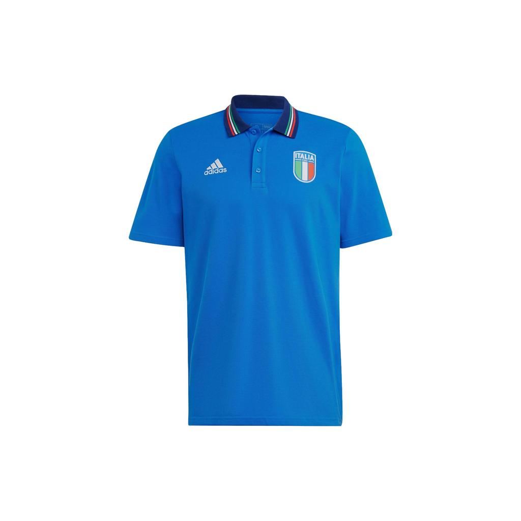Adidas Italy Team Casual Sport Polo Shirt Short Sleeve Men Tops Blue HT2181