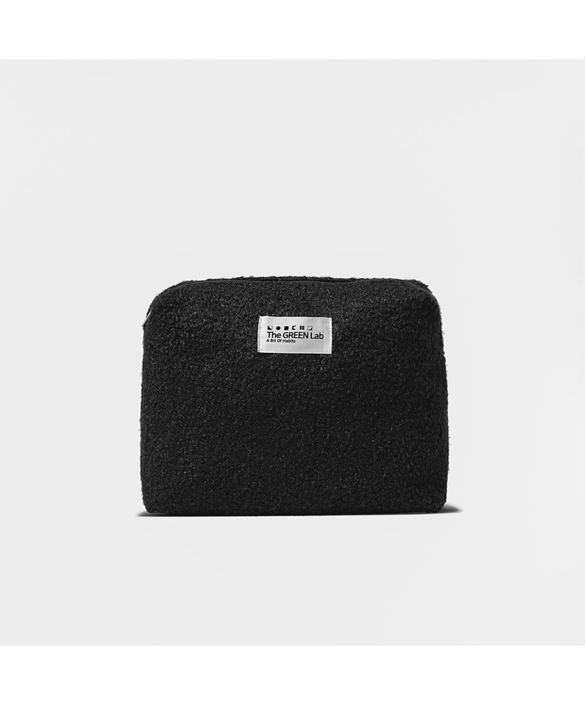 The Green Lab Boucle Wool Pouch Shoulder Bag Set [Black]