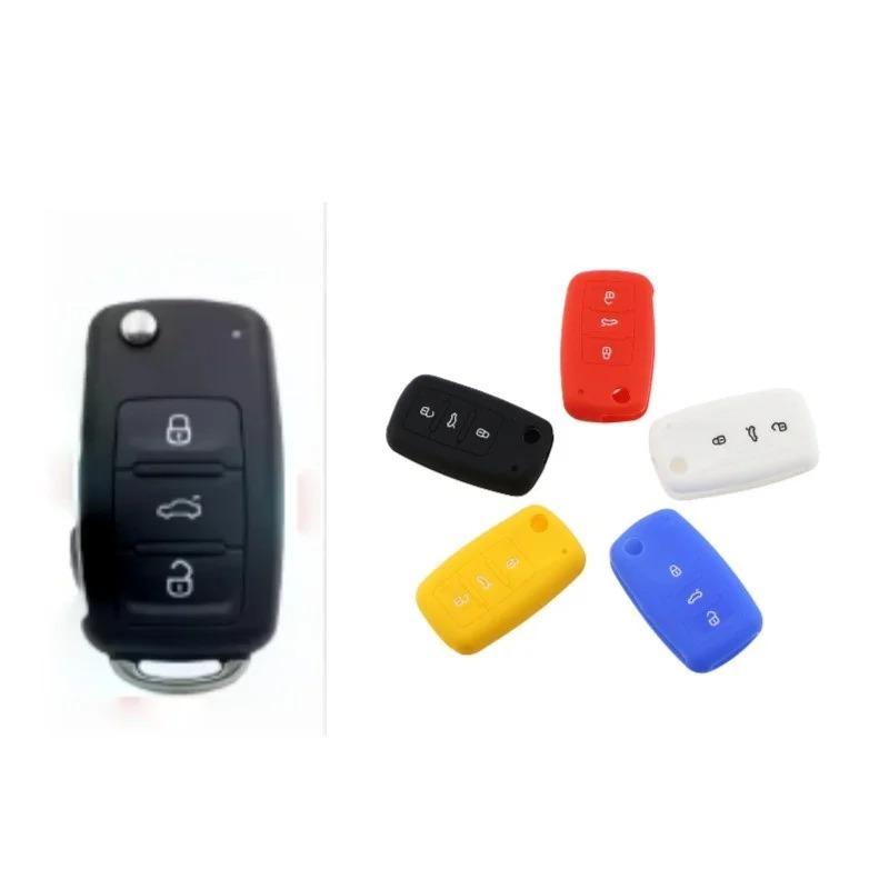 Car Key Cover Silicon Holder For Volkswagen Vw Polo Tiguan Passat Golf Eos Scirocco B5 B6 B7 3-Button Car Keys Protector