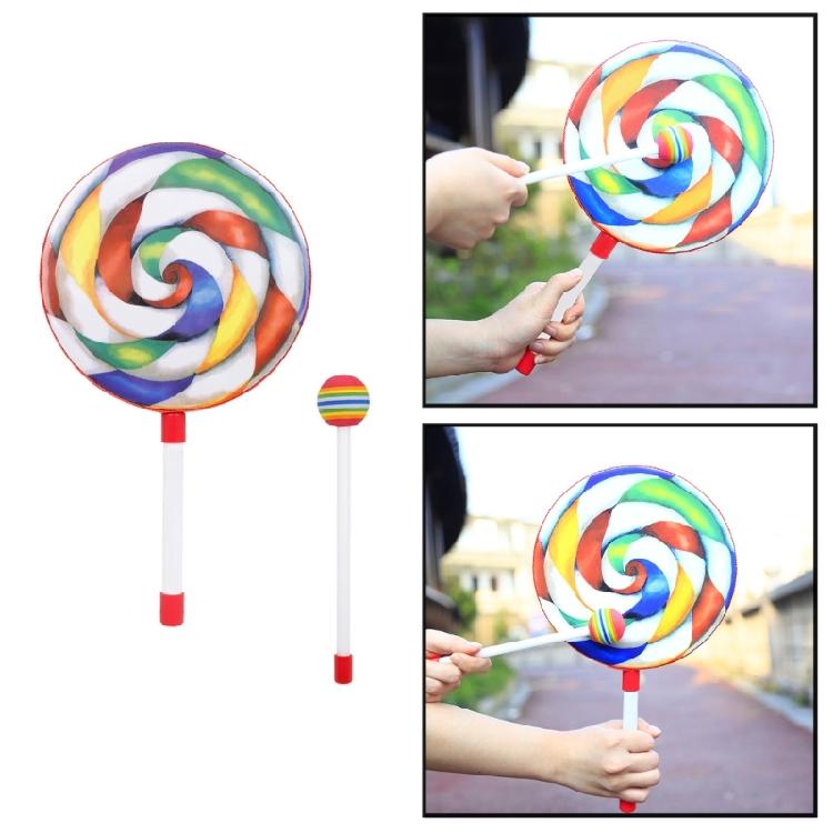 Soft Lollipop Shaped Drum Kids Hand Drum with Foam-Head Percussion Drumstick