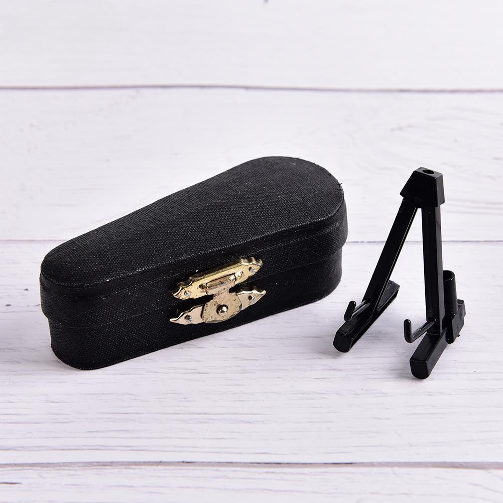 1 rinkinys išskirtinė mini smuiko gitara su muzikos instrumento dėklu Geriausia dovana miniatiūrinis medinis ornamentas lėlių namelis „pasidaryk pats“ vaikams žaislų modelis