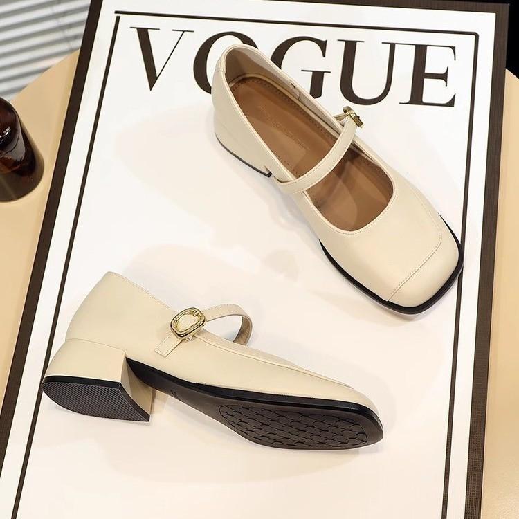 Thick heel small leather shoes retro style square head word with Mary Jane shoes women's summer new women's single shoes