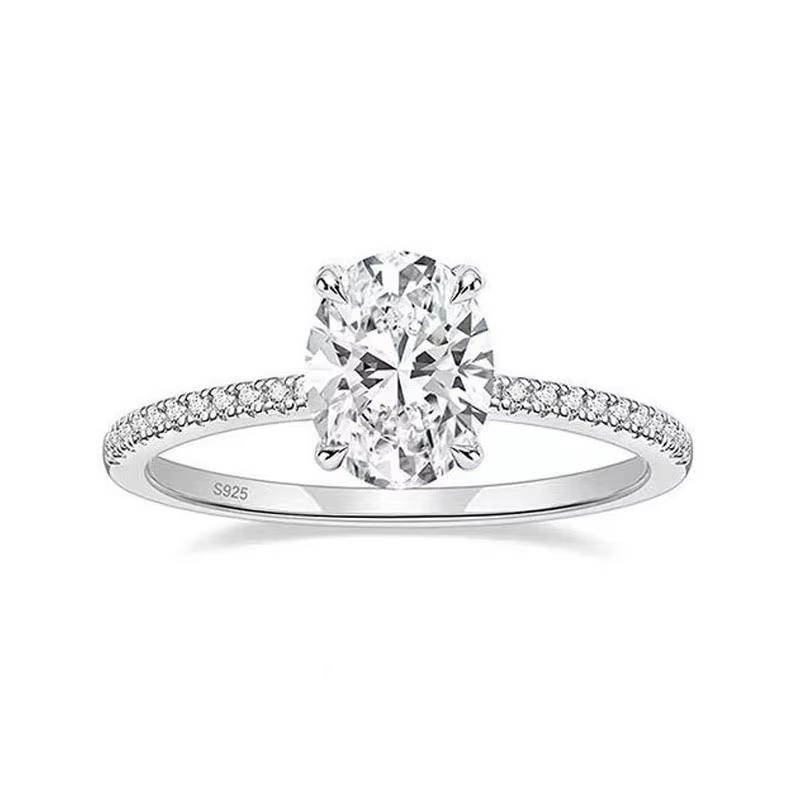 KNOBSPIN 1/2/3ct D Color Oval Cut Moissanite Ring S925 Sliver Plated White Gold Wedding Engagement Rings For Women 5&1ct (5x7mm)