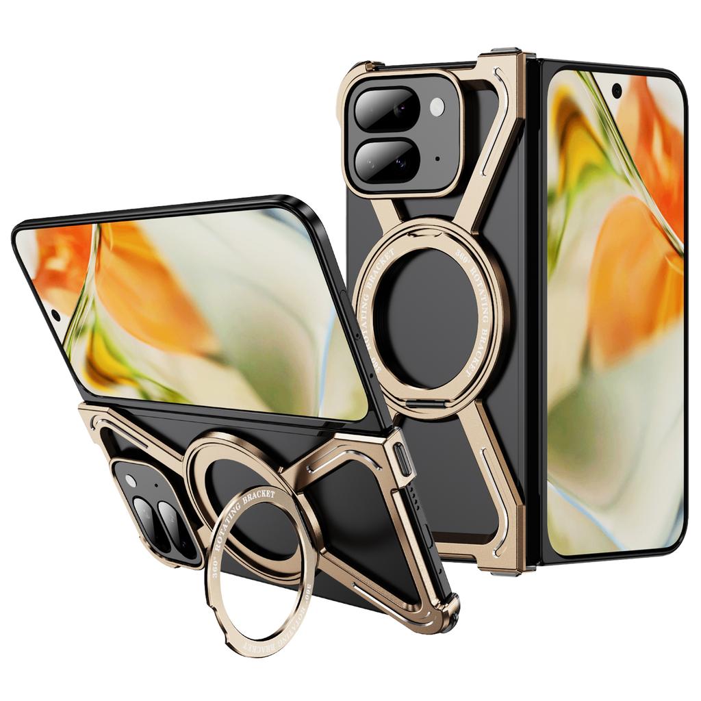 Etui Bumper na Google Pixel 9 Pro Fold 5G Bezramkowa Metalowa Ramka Pokrowiec Kompatybilny z MagSafe Podstawka - Czarny