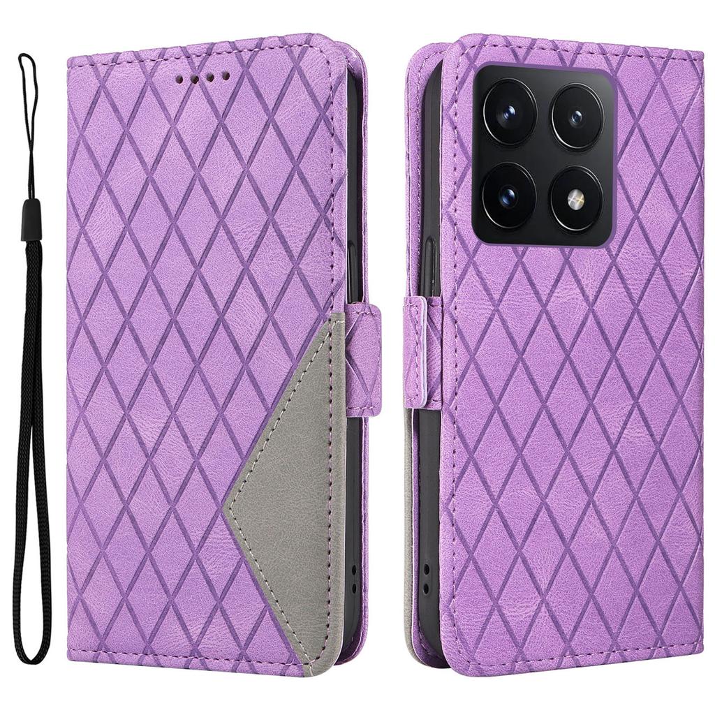 For Xiaomi 14T Case Rhombus PU Leather Flip Wallet Phone Cover