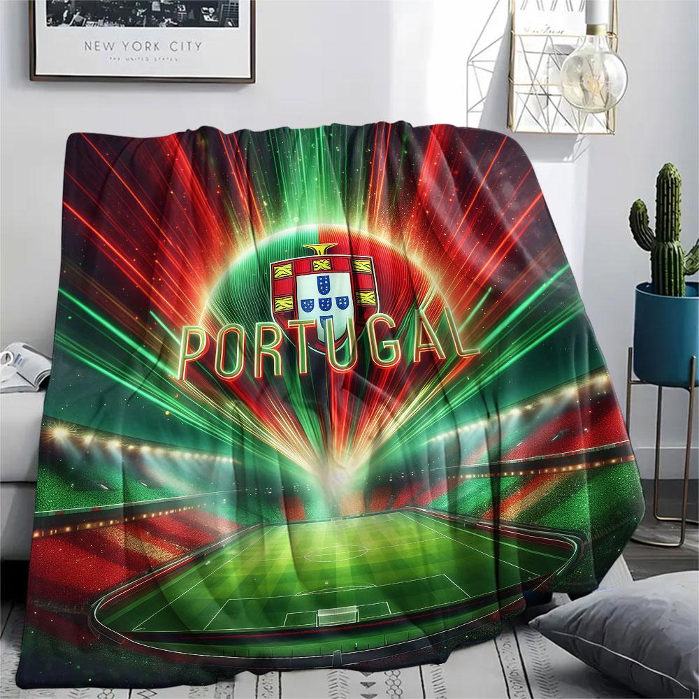 1PC Portugal National Football Team Patterned Flannel Blanket Suitable For All Seasons for Home Decor Warmth and Comfort Gifts Holiday Present