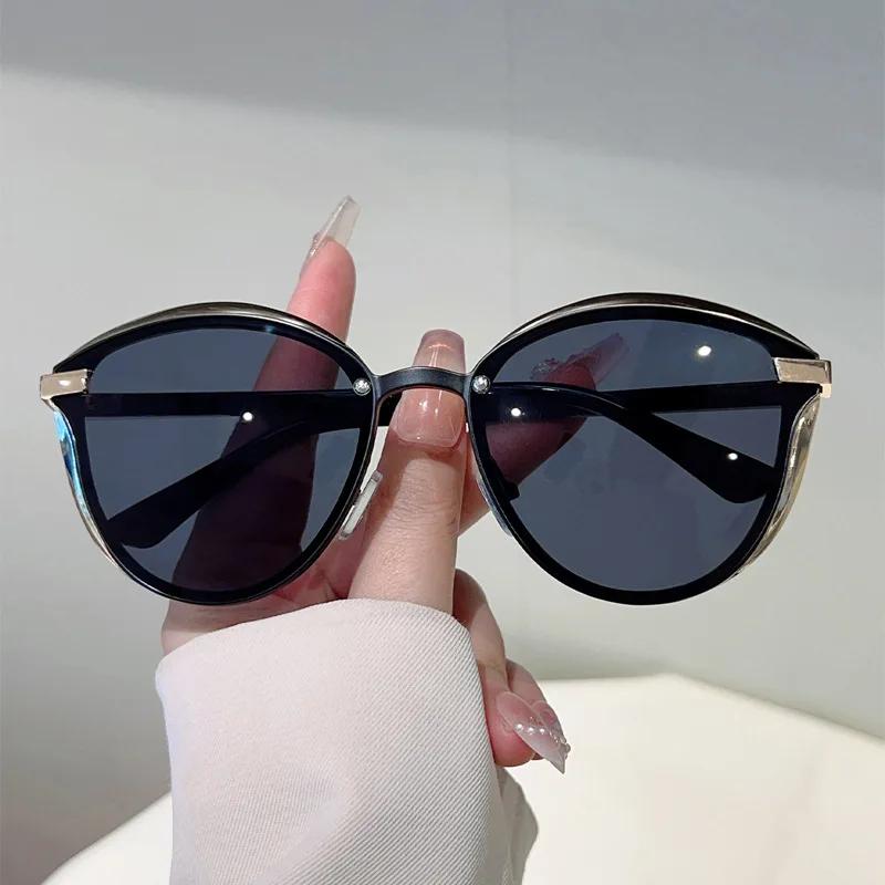 

Солнцезащитные очки «кошачий глаз» с большой оправой для женщин и мужчин, винтажные, дизайнерские, люксового бренда, в стиле панк, популярные, металлические, для путешествий, с защитой от УФ-лучей UV400