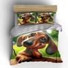 Cute Dachshund With Its Head Hanging Down Pattern Duvet Cover Set Digital Print Colorful Polyester Bedding With Zipper Closur