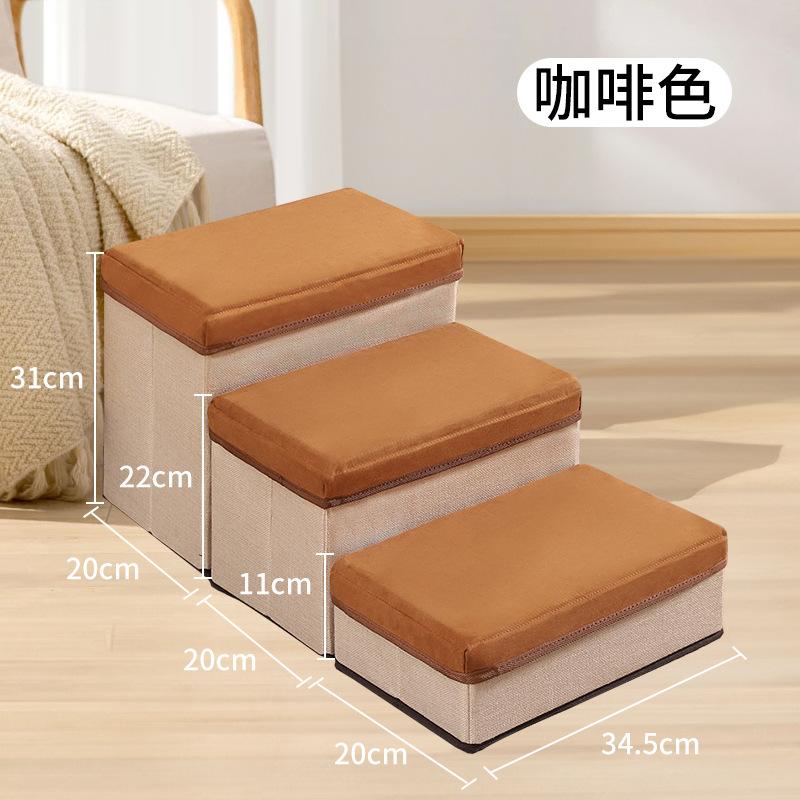 Portable Pet Steps Dog Stairs Climbing Ladder Steps 3-Tier Foldable Thickened Anti-slip Storable Dog Climbing Stairs for Bed